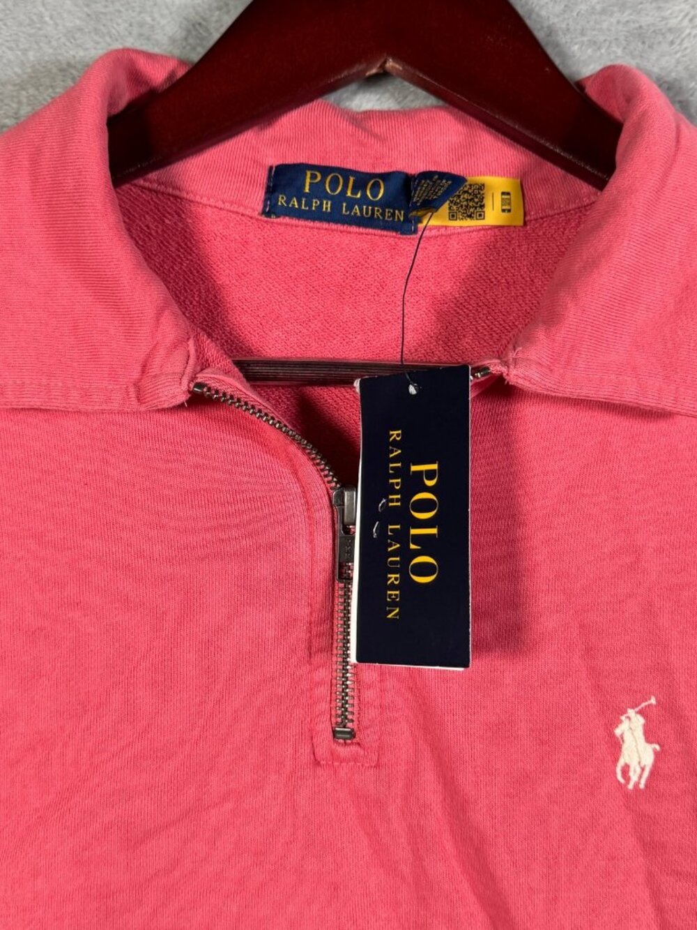 Polo Ralph Lauren Sweatshirt Mens S Pink 1/4 Zip Pullover French Terry Loopback